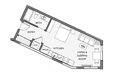 Floor plan for studio, 1 bath, 469 sqft
